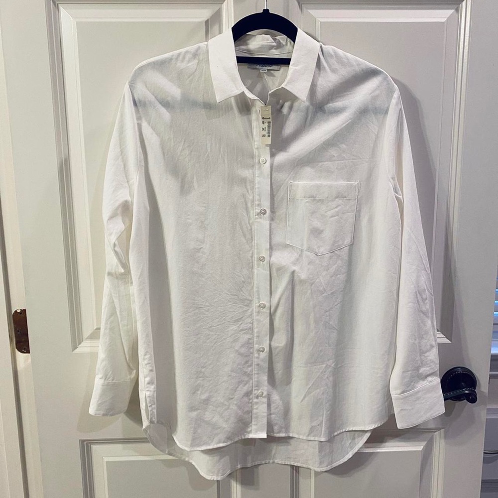 Madewell white drapey oversized button down shirt